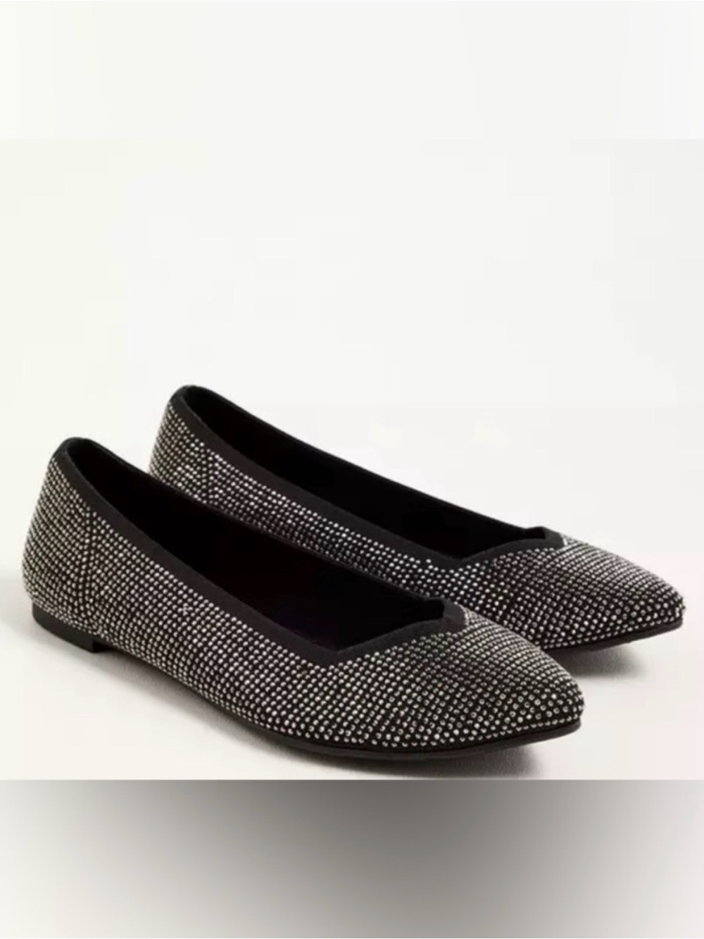 Beaded Rhinestone Pointed Toe Ballet Flats wide width Size 10.5WW